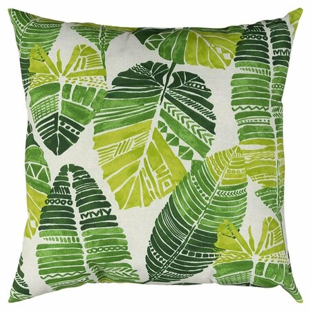 PALACEDESIGNS Green Tropical Leaves Indoor & Outdoor Throw Pillow PA3650681